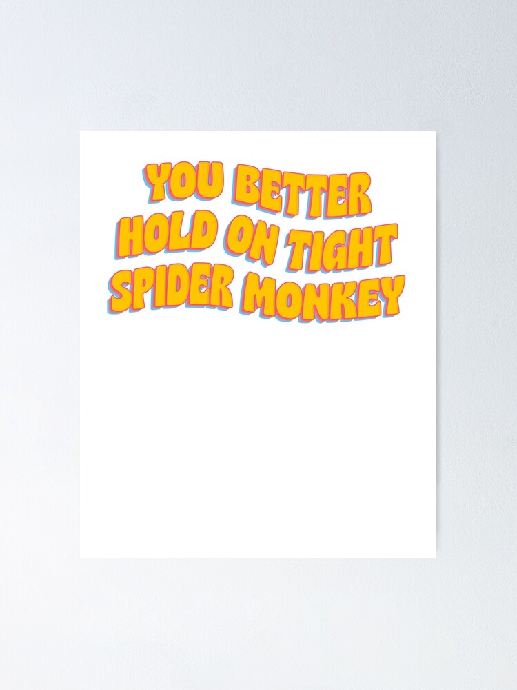 "You Better Hold On Tight Spider Monkey Meme Funny" Poster for Sale by