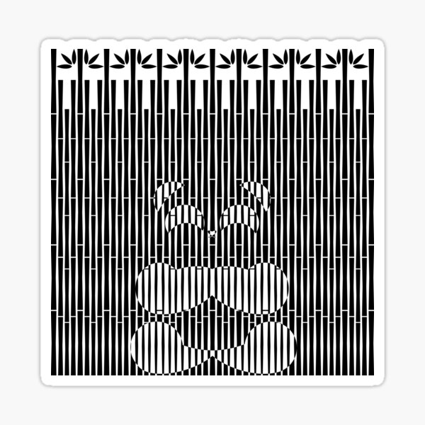 White Panda in Black Bamboo Forest Sticker