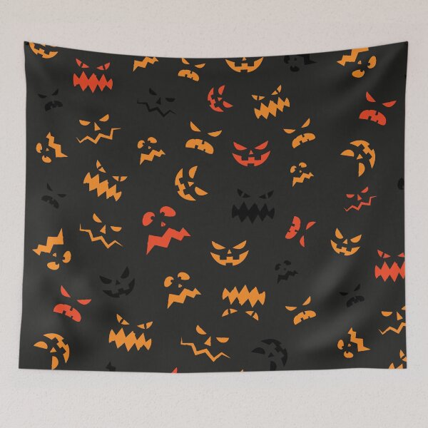 Item preview, Pumpkin faces pattern spooky halloween jack o lantern designed and sold by GoodyLeo.