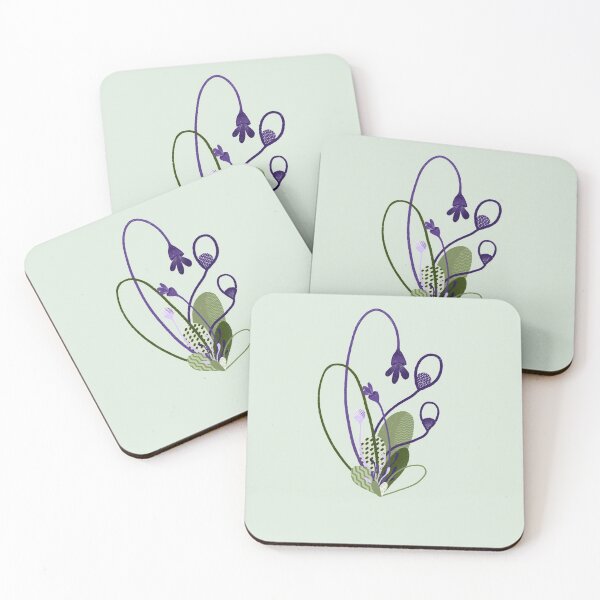 Item preview, Purple and green floral Buds with leaves designed and sold by Creativedusk.