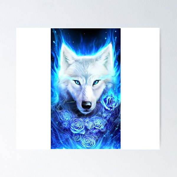 Item preview, Wolf in blue roses. designed and sold by Kyumi12.
