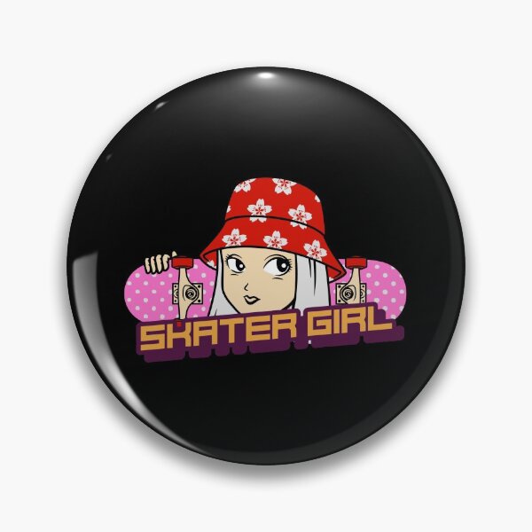 Artikelvorschau, Retro-Skatermädchen mit rosa Skateboard entworfen und verkauft von RoManSmArt.