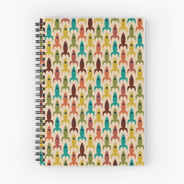 Item preview, Little Rockets - Colorful Mid-Century Modern Atomic Age Aerospace Pattern in Teal, Olive, Mustard, Orange, and Mid Mod Beige designed and sold by kierkegaard.