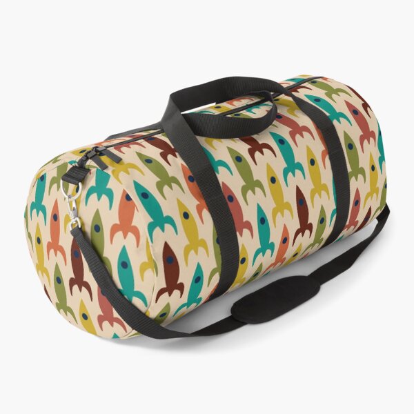 Item preview, Little Rockets - Colorful Mid-Century Modern Atomic Age Aerospace Pattern in Teal, Olive, Mustard, Orange, and Mid Mod Beige designed and sold by kierkegaard.