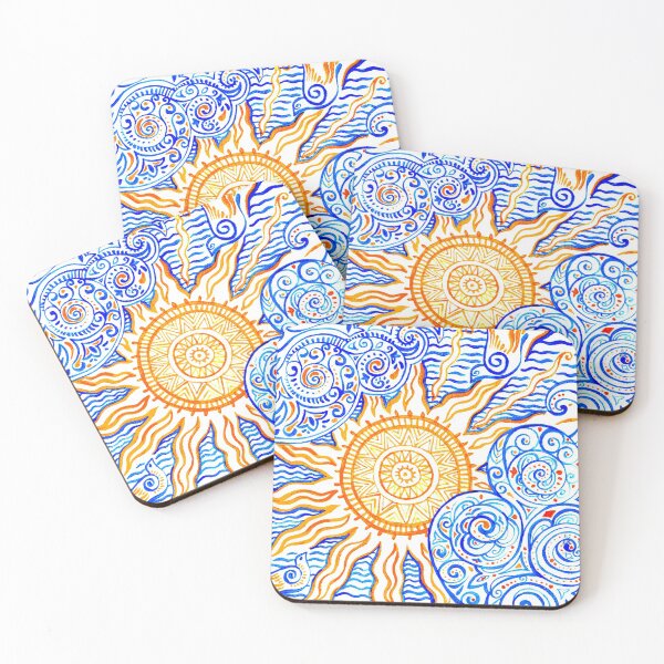Item preview, Ethnic style picture with Sun, birds and clouds designed and sold by kira-culufin.
