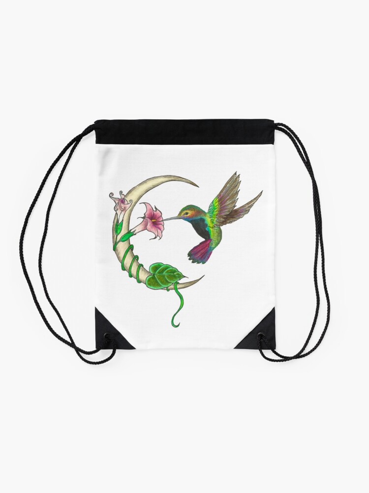 Alternate view of Hummingbird - sweet nectar Drawstring Bag