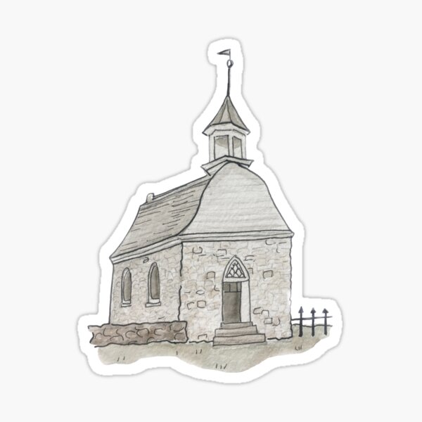 Old Dutch Reformed Church Illustration in Watercolor Sticker