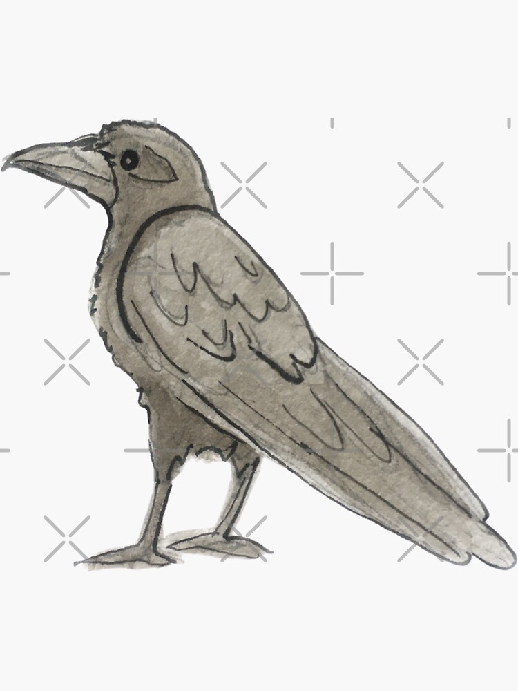 Raven Illustration in Watercolor by WitchofWhimsy