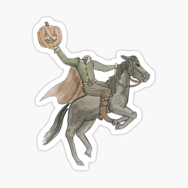 Headless Horseman Illustration in Watercolor Sticker