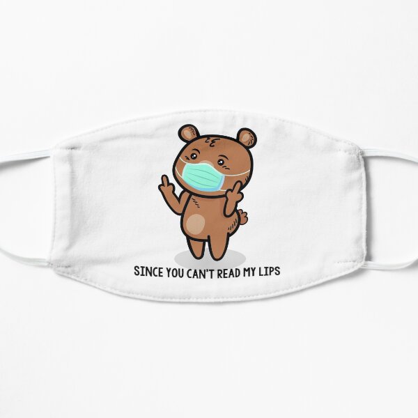 READ MY LIPS Sheeple - FUNNY & CUTE sign language Bear Mask Cartoon meme Flat Mask
