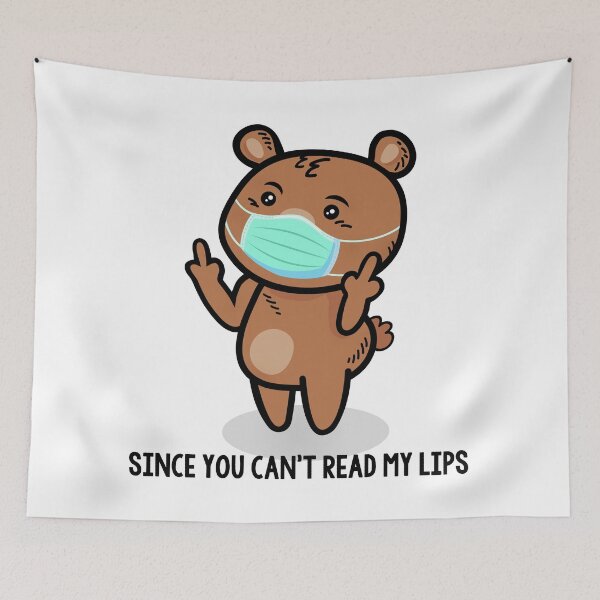 Item preview, READ MY LIPS Sheeple - FUNNY & CUTE sign language Bear Mask Cartoon meme designed and sold by originalsusie.