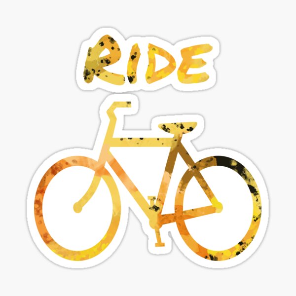 Yellow Bicycle Fitness Graphic Pattern Print Sticker