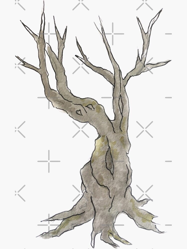 Twisted Tree Illustration in Watercolor by WitchofWhimsy