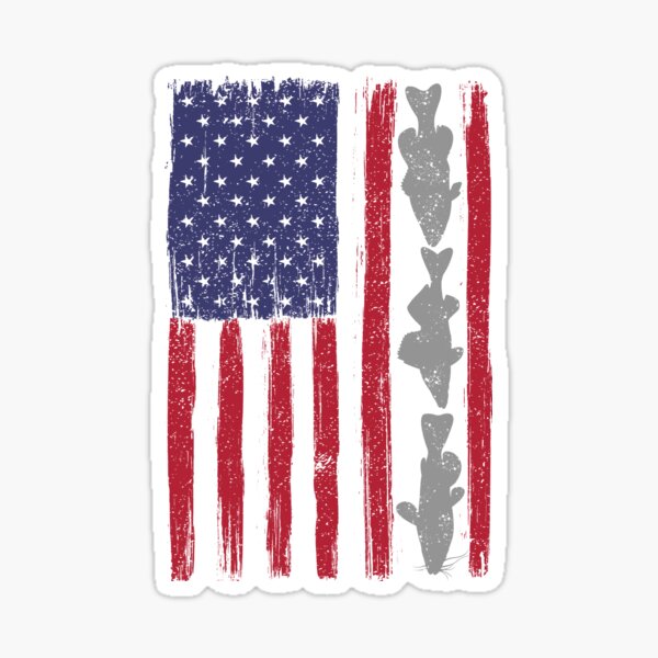 American Flag Fishing Stickers for Sale, Free US Shipping