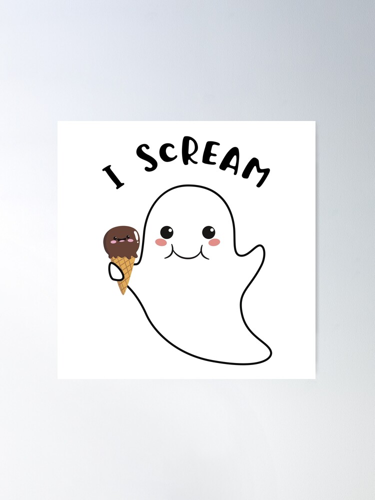 Poster for Sale mit Ich schreie – Niedlicher Kawaii-Halloween-Geist mit  einer Eistüte von ArtfulTat