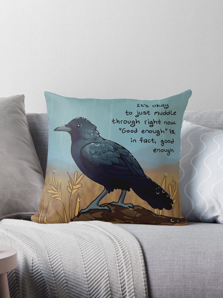 Raven and Pumpkin Pillow Raven Bowl Filler Autumn Pillow 