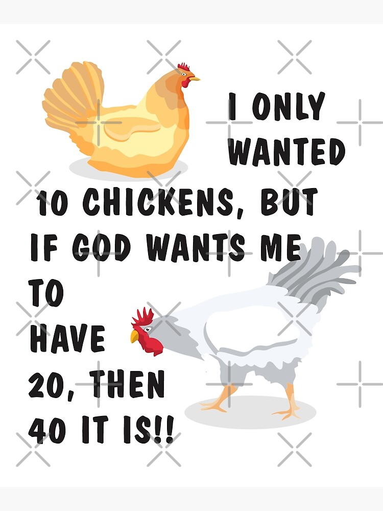 I ONLY WANTED 10 CHICKENS, BUT IF GOD WANTS ME TO HAVE 20, THEN IT IS 40!! by AmineDalghich
