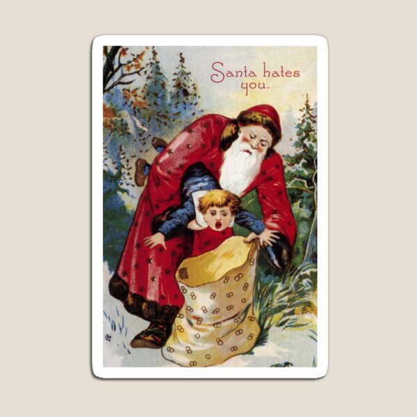 Aperçu de l'œuvre Le Père Noël vous déteste - Carte de Noël vintage drôle et méchante créée et vendue par ToruandMidori.