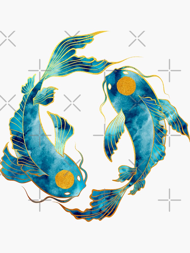 "Koi Fish Ying Yang Watercolor" Sticker by themadesigns | Redbubble