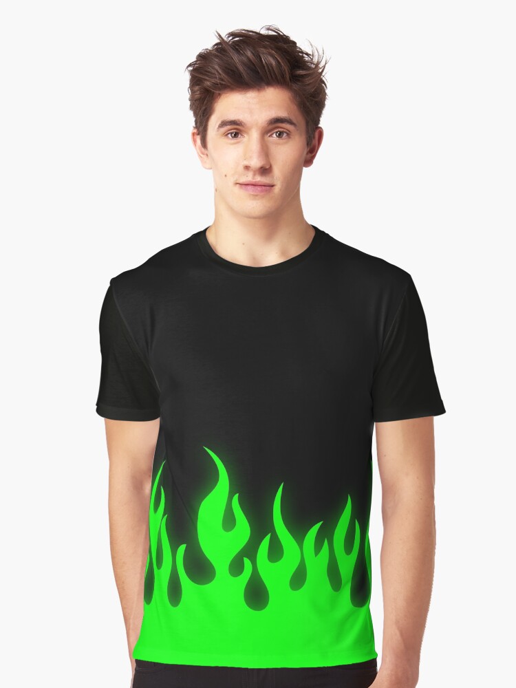 Lime Green Flame Graphic T-Shirt