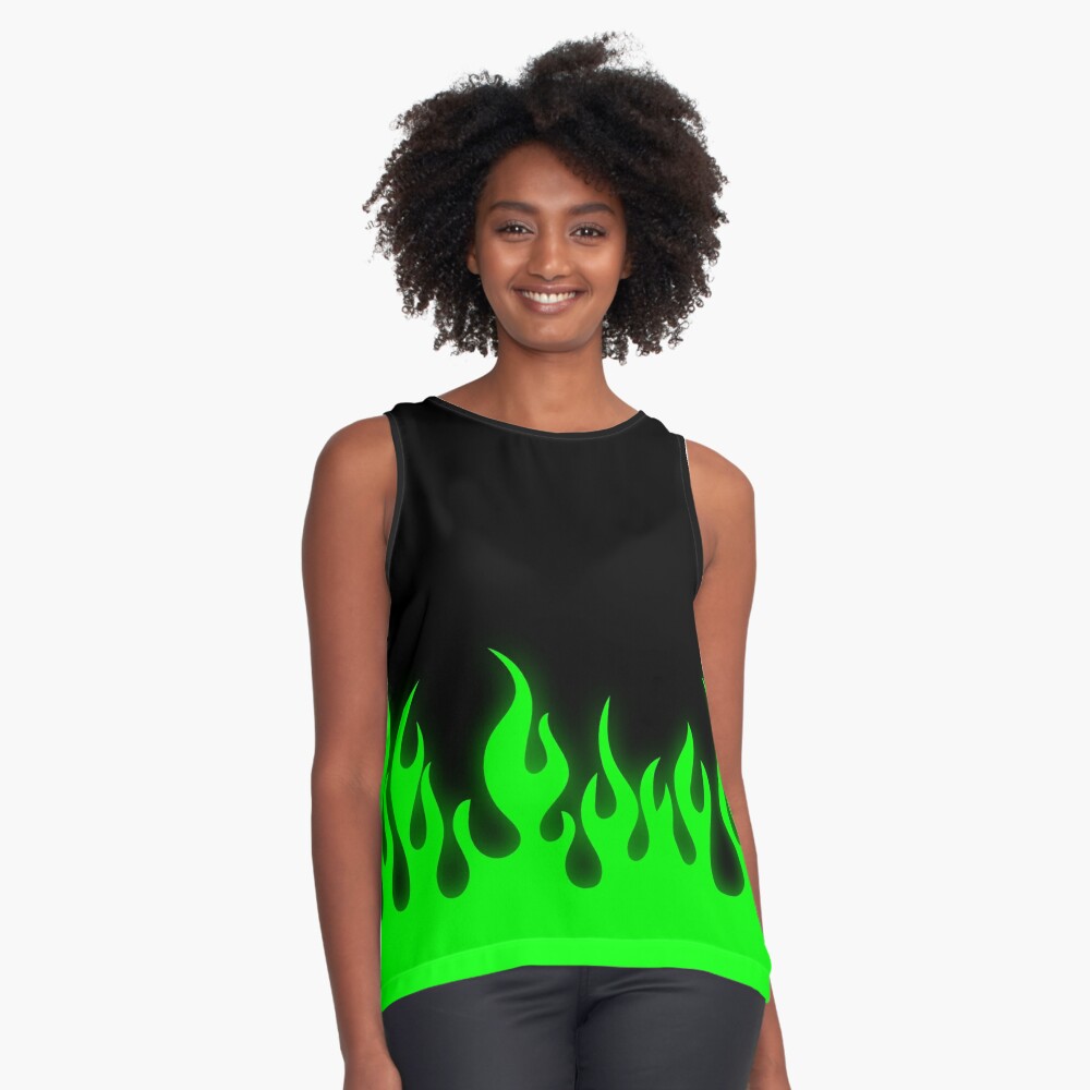 Black shirt with green hot sale flames