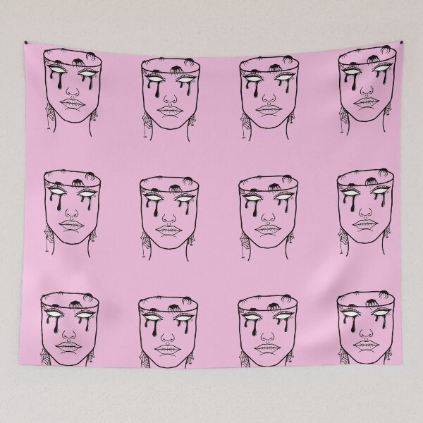 Item preview, Mindless: Original Line Art Drawing-Pastel Pink Background designed and sold by Arthemeral.