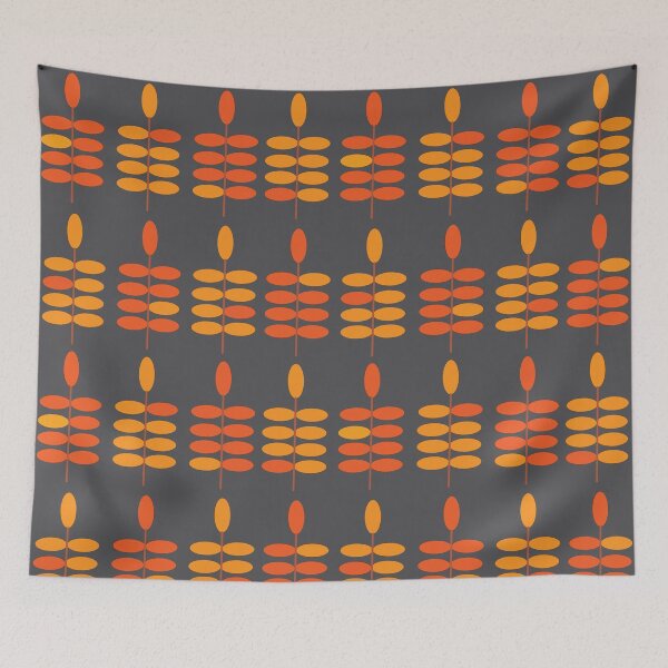 Item preview, Retro Orange Leaves Grey designed and sold by Orchyd.