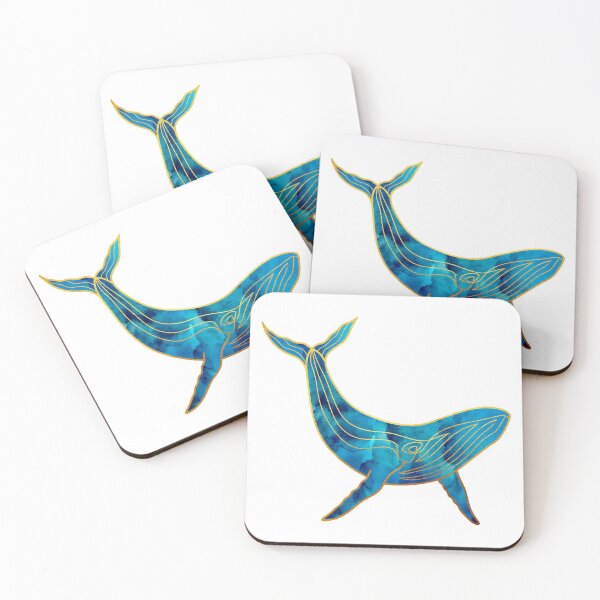 Item preview, Watercolor Blue and Gold Whale designed and sold by MA DESIGNS.