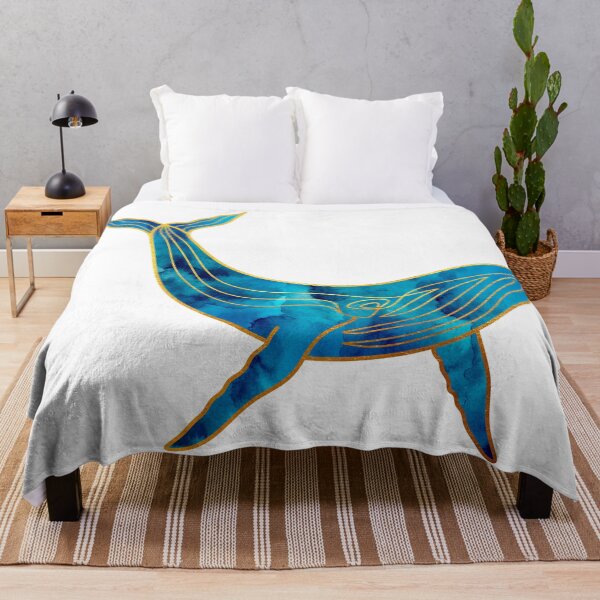 Item preview, Watercolor Blue and Gold Whale designed and sold by MA DESIGNS.