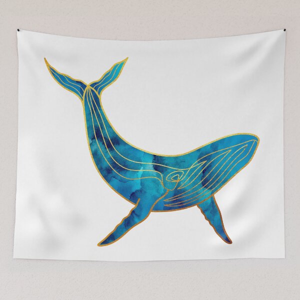 Item preview, Watercolor Blue and Gold Whale designed and sold by MA DESIGNS.