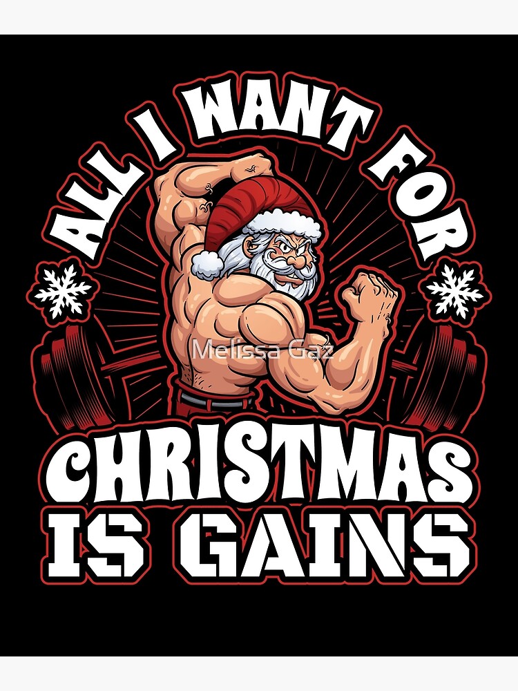 All I Want For Christmas if Gains Funny PitBull Dog Bodybuilding Fitness  Gift - All I Want For Christmas Is Gains - Tapestry