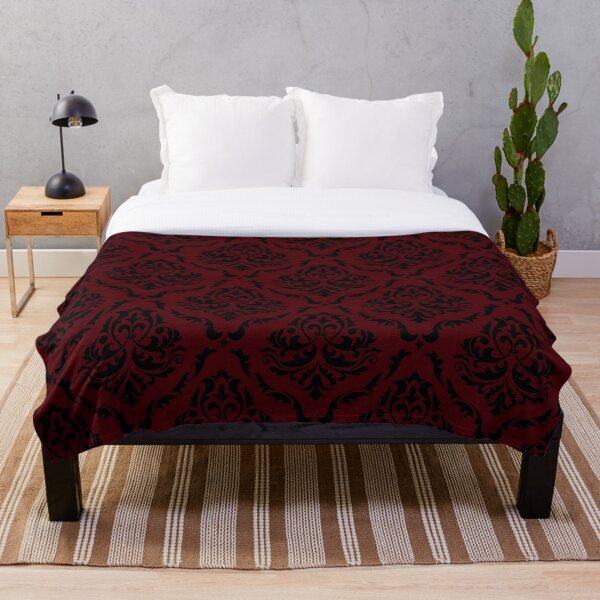 Item preview, vampy damask_black on dark dark red designed and sold by quinnhopp.