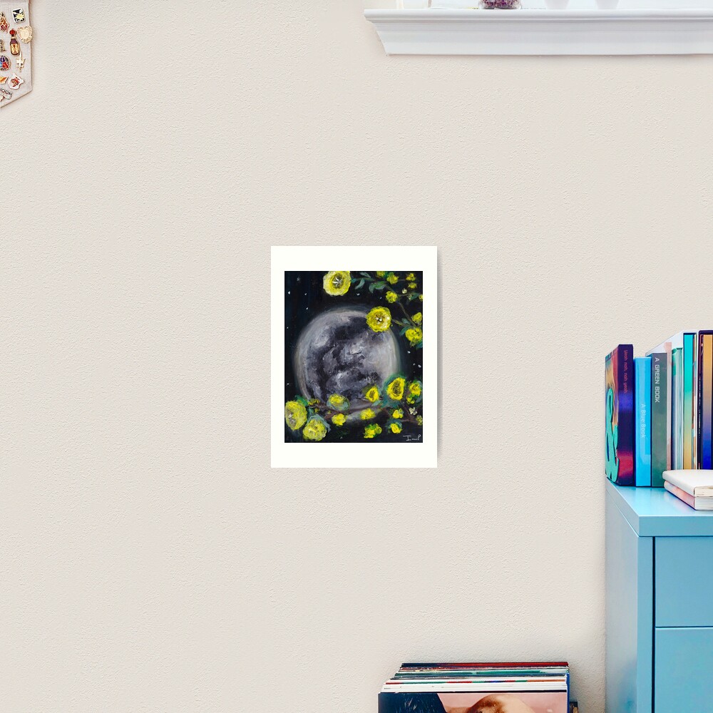 Moon & Flowers Art Print