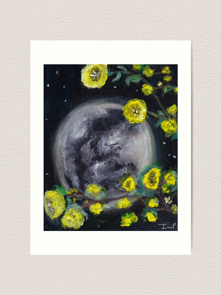 Alternate view of Moon & Flowers Art Print