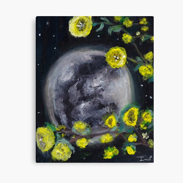 Moon & Flowers Canvas Print