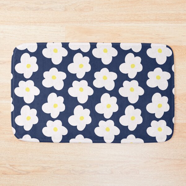 Item preview, White Flowers With Yellow Centers Dark Blue Background designed and sold by SofiaSava01.