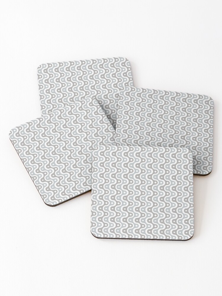 Thumbnail 1 of 5, Coasters (Set of 4), Microbial Life Geometric Pattern – Gray designed and sold by RoguePatterns.