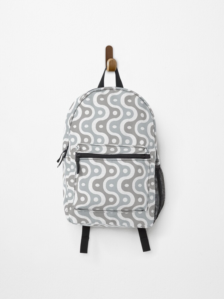 Thumbnail 1 of 3, Backpack, Microbial Life Geometric Pattern – Gray designed and sold by RoguePatterns.