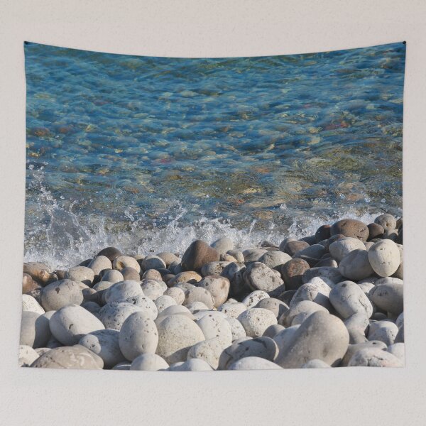 Item preview, Blue Green Water splashing on Rock Beach Photograph designed and sold by MoClan-Graphics.