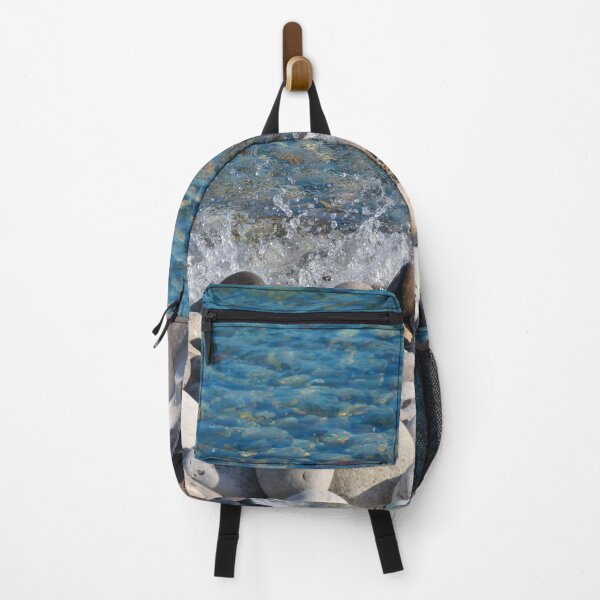 Item preview, Blue Green Water splashing on Rock Beach Photograph designed and sold by MoClan-Graphics.