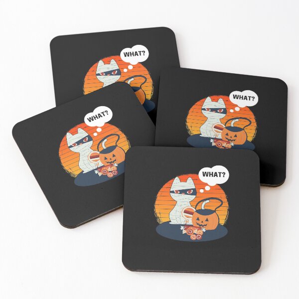 Item preview, Halloween Mummy Cat with Pumpkin bucket and Candy thinking WHAT?  designed and sold by Krafty  Arts Studio.