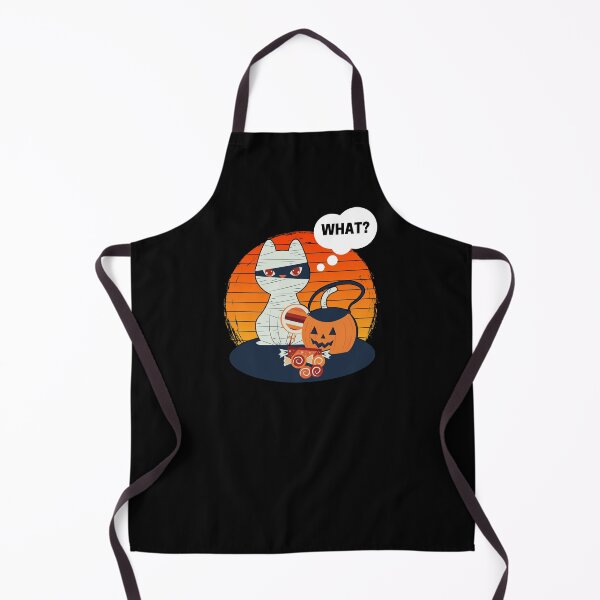 Item preview, Halloween Mummy Cat with Pumpkin bucket and Candy thinking WHAT? designed and sold by Krafty Arts Studio.