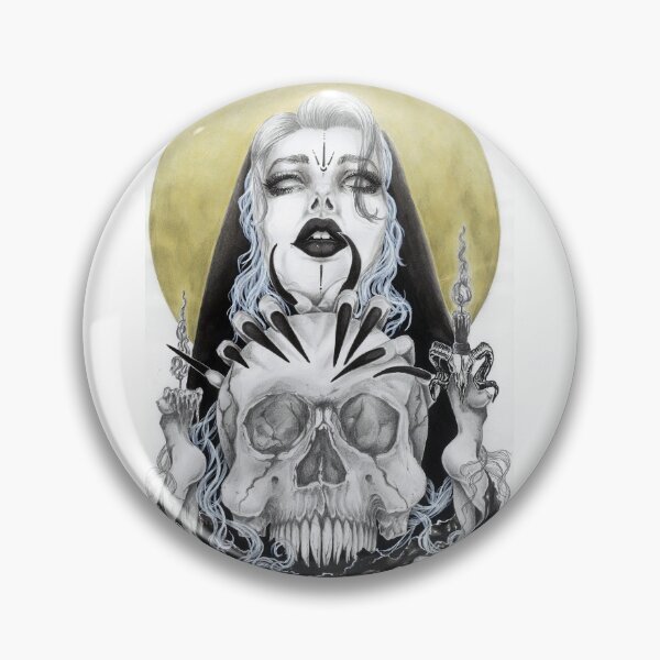 Item preview, Witchcraft - black and white painting, skull design, occultism, witchy vibes, vintage witch, dark sexy nun, magician, tarot card, sexy vamp, dark goddess designed and sold by SSINAMOON.