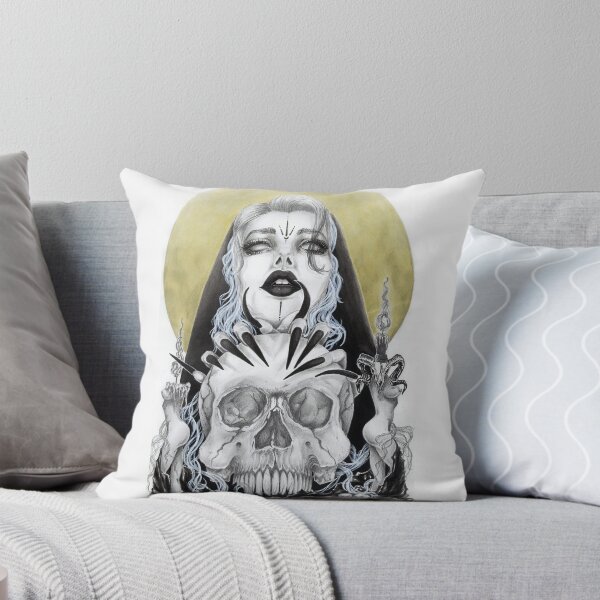 Item preview, Witchcraft - black and white painting, skull design, occultism, witchy vibes, vintage witch, dark sexy nun, magician, tarot card, sexy vamp, dark goddess designed and sold by SSINAMOON.