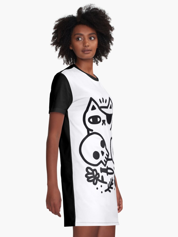 Badass Cat Graphic T Shirt Dress for Sale by obinsun Redbubble