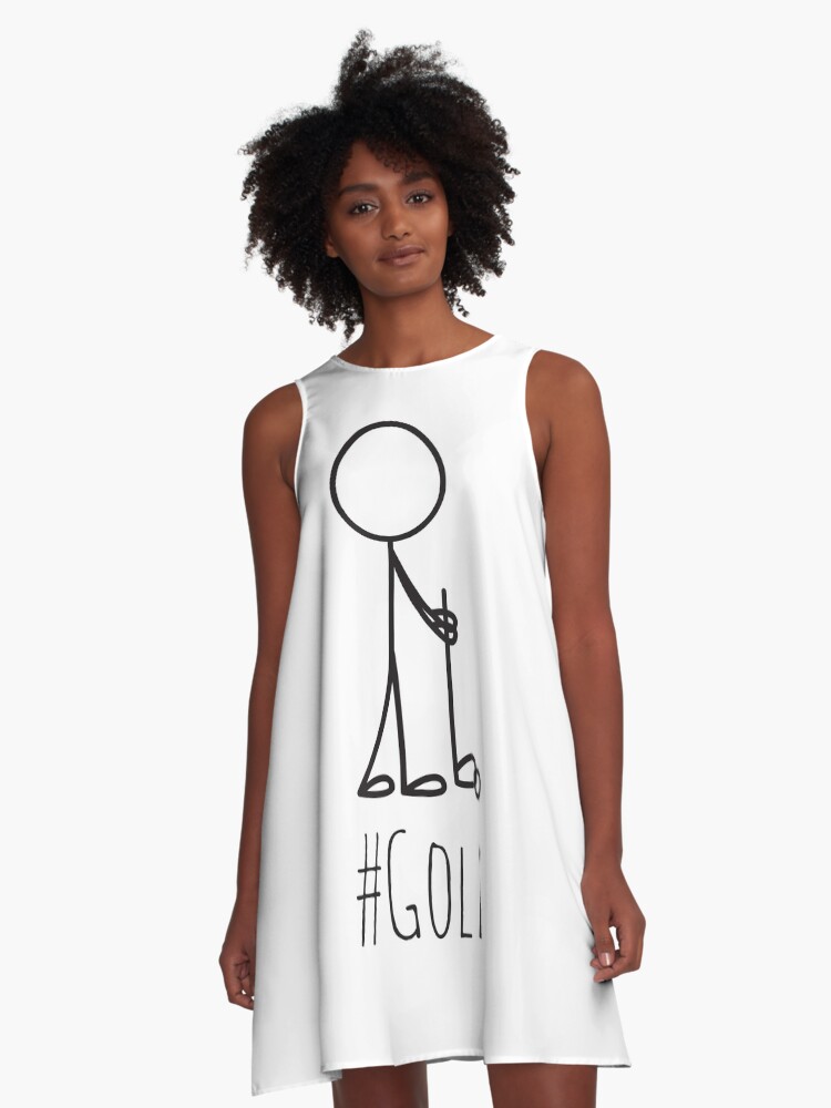 Hashtag Golf With Stick Figure Holding Golf Club A Line Dress