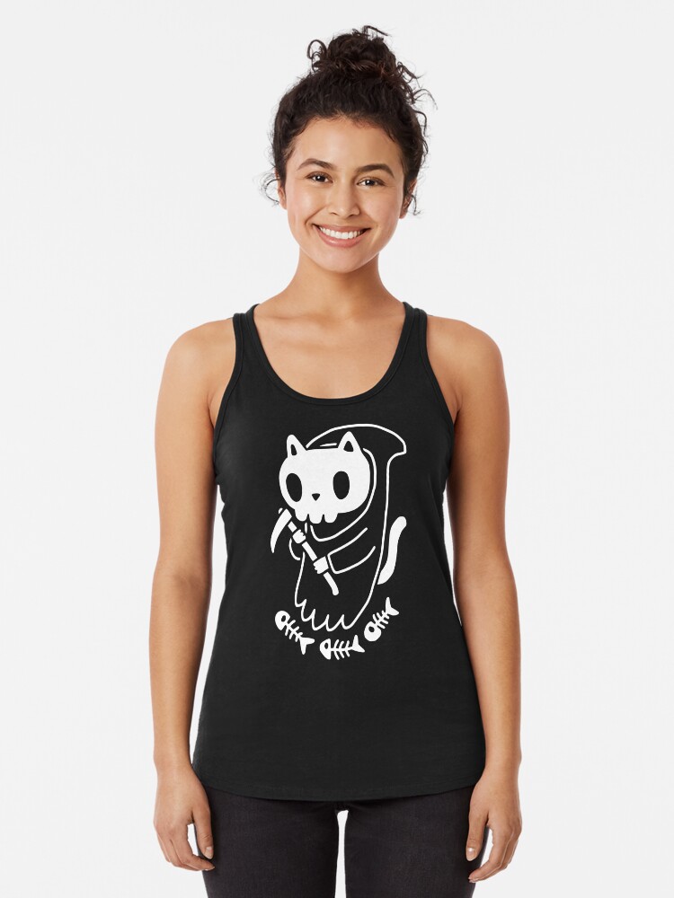 Thumbnail 1 of 3, Racerback Tank Top, Reaper Cat designed and sold by obinsun.