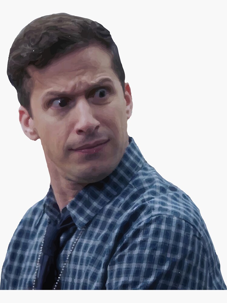 Thumbnail 3 of 3, Sticker, detective Jake peralta Brooklyn nine nine b99 confused designed and sold by calamity02.
