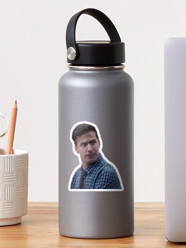 Thumbnail 1 of 3, Sticker, detective Jake peralta Brooklyn nine nine b99 confused designed and sold by calamity02.