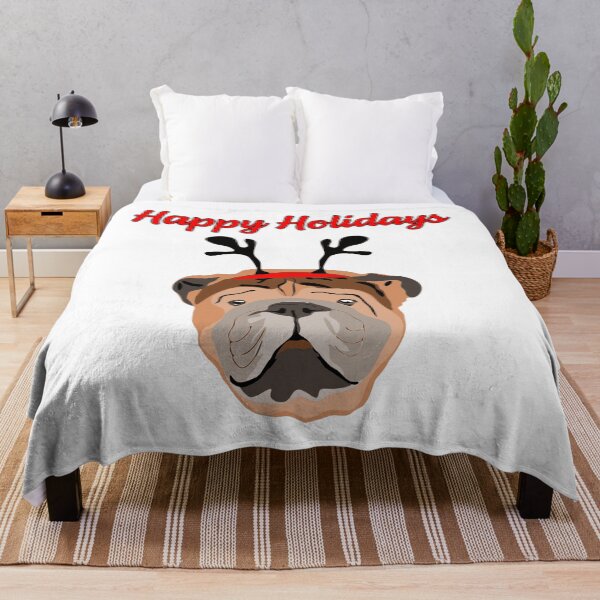 Item preview, Happy Holidays greetings with cute British Bulldog  designed and sold by krisgreenwood.